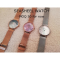 BESSERON MOQ 100 custom oem mesh high quality mother of pearl  watches small fancy ladies woman wrist watch seashell black